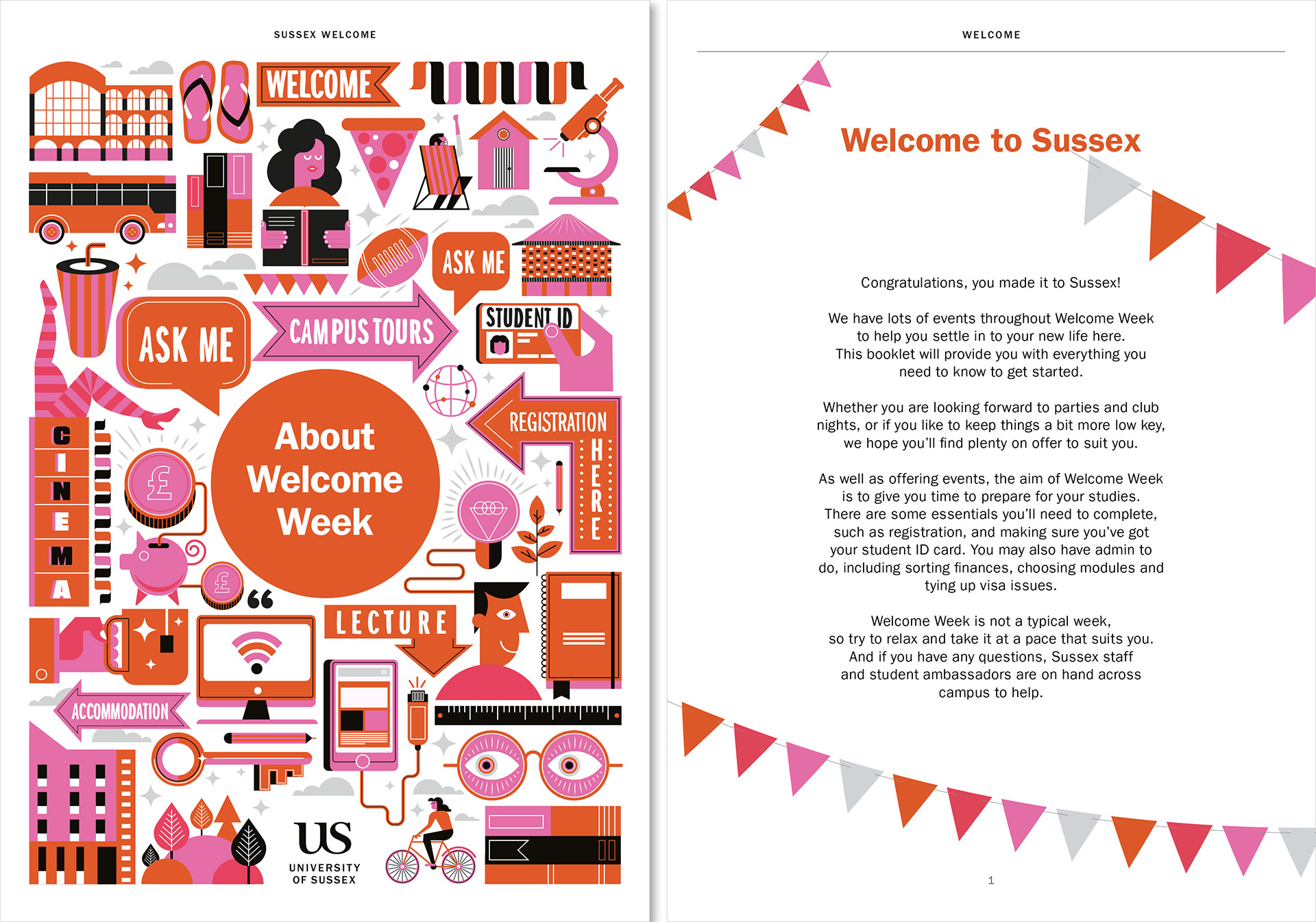 The University of Sussex welcome booklet designed by Irish Butcher